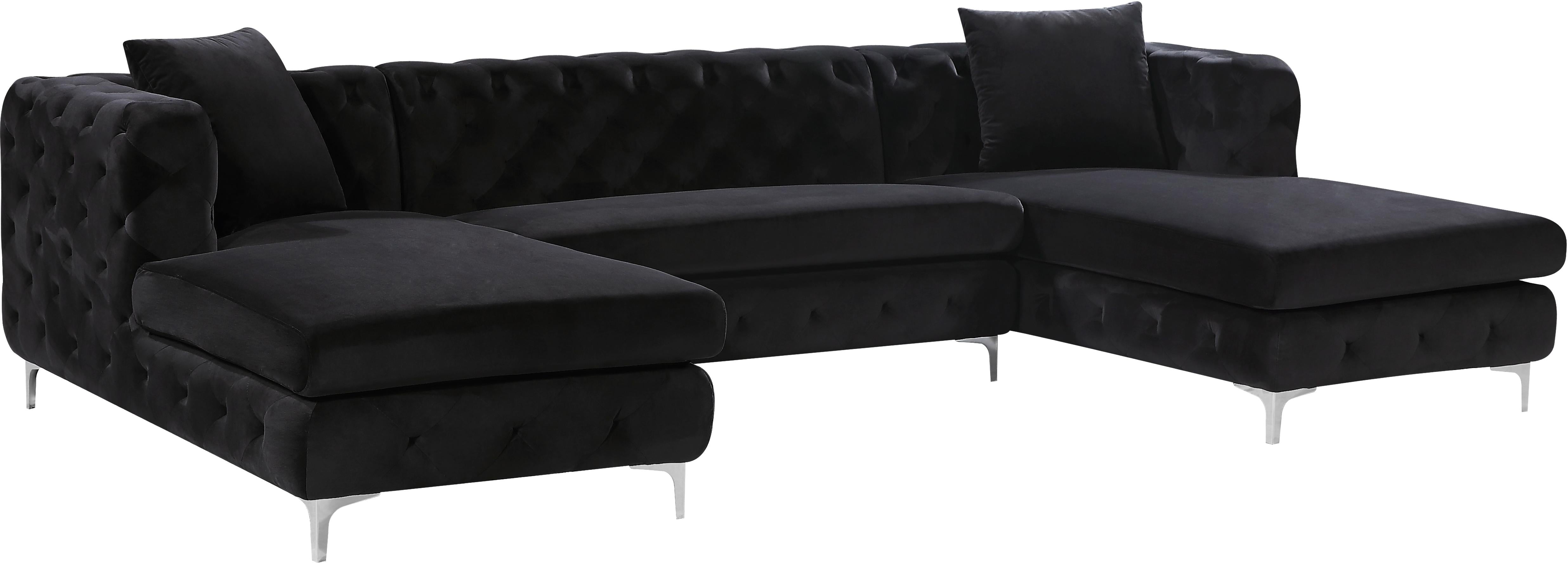 Gail Black Velvet 3pc. Sectional