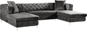 Gail Grey Velvet 3pc. Sectional