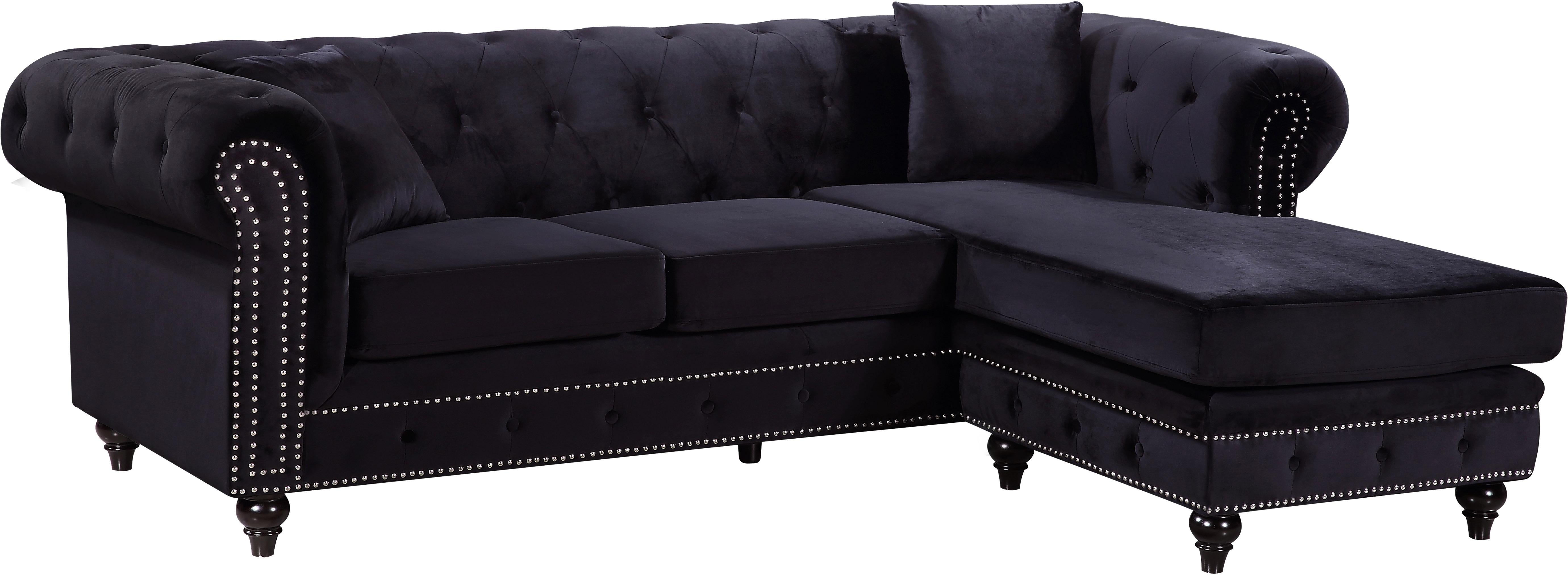 Sabrina Black Velvet 2pc. Reversible Sectional
