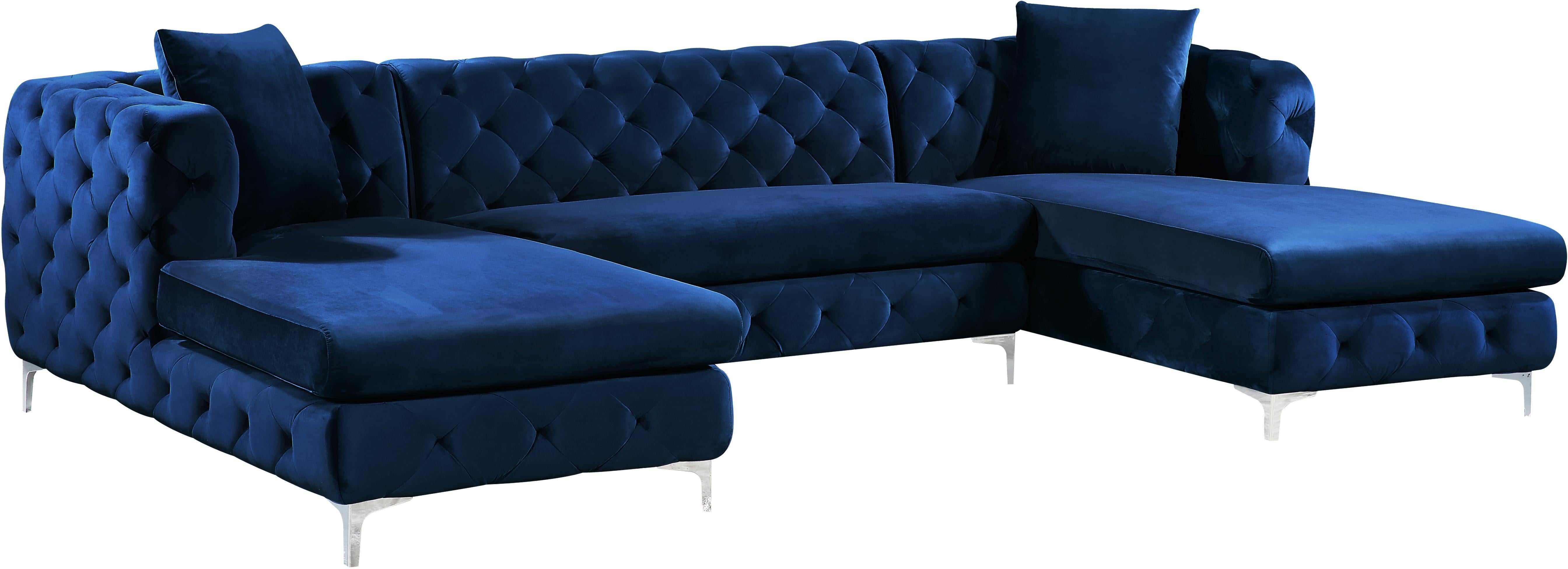 Gail Navy Velvet 3pc. Sectional