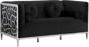 Opal Black Velvet Loveseat