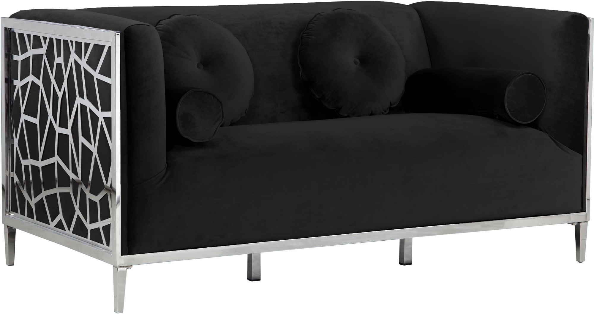 Opal Black Velvet Loveseat