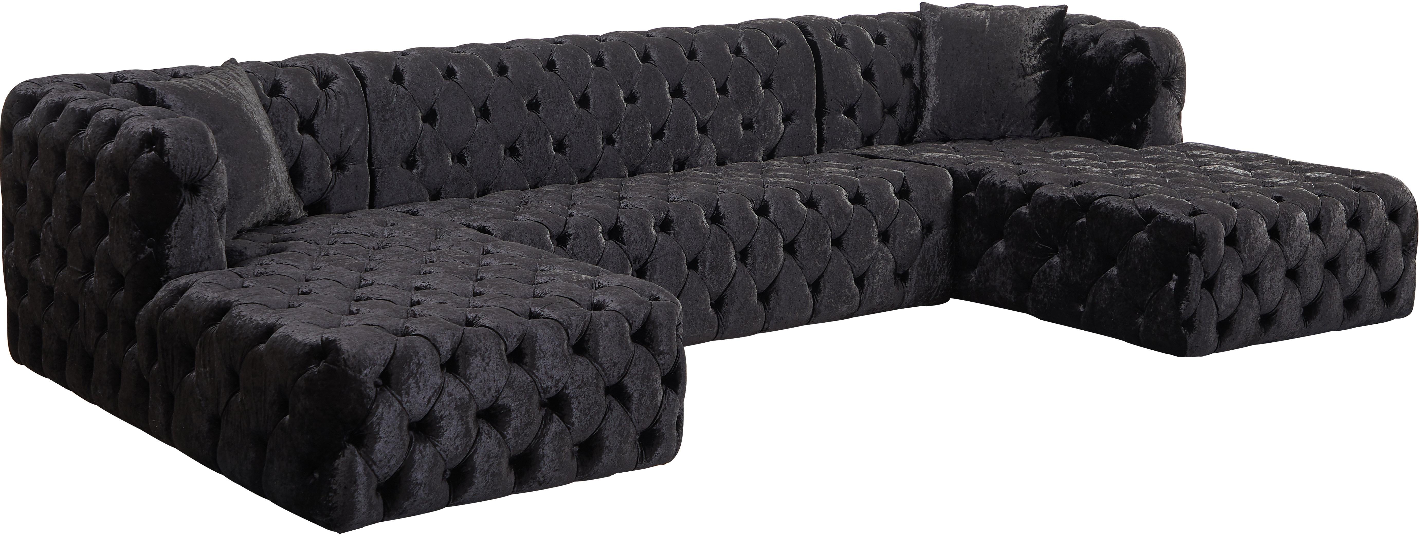Coco Black Velvet 3pc. Sectional (3 Boxes)