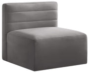Quincy Grey Velvet Modular Armless Chair
