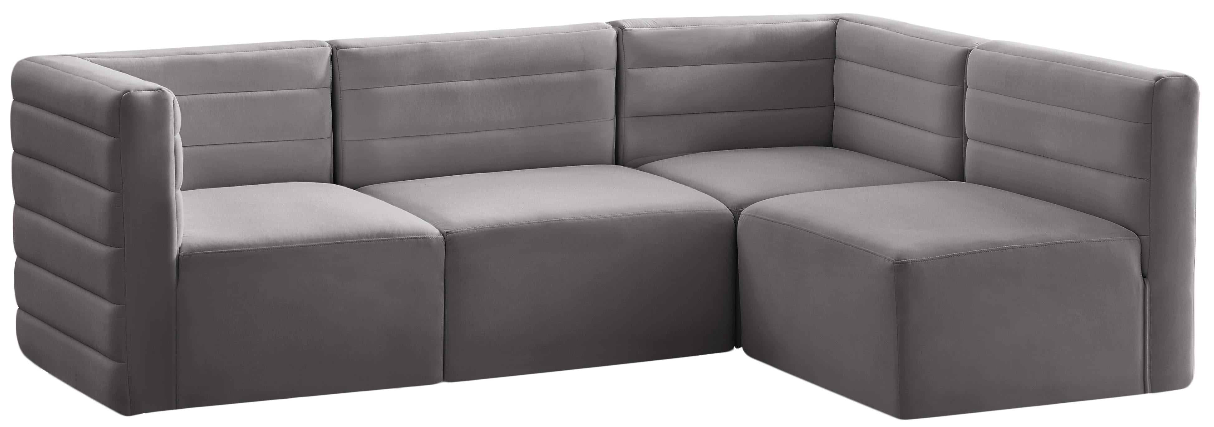 Quincy Grey Velvet Modular Sectional