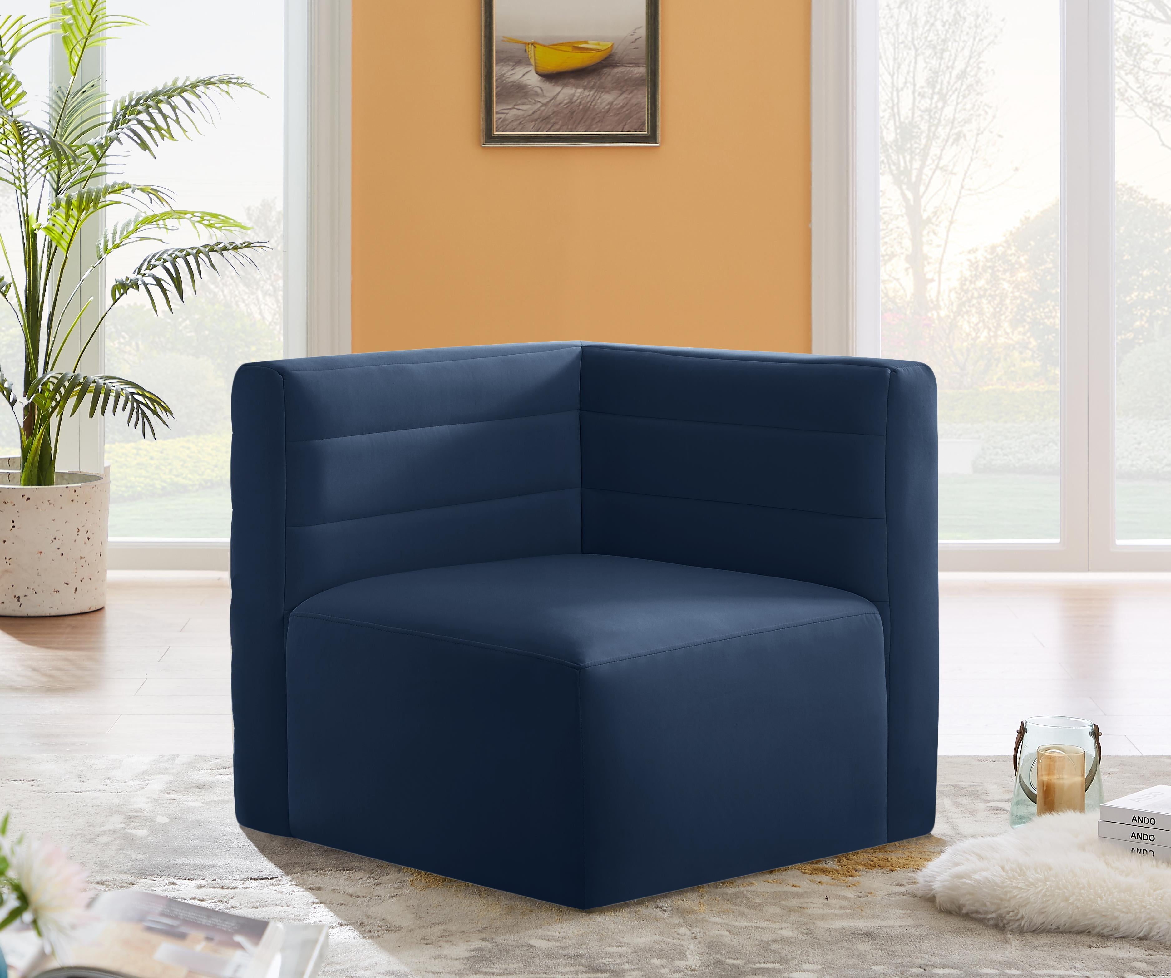Quincy Navy Velvet Modular Corner Chair