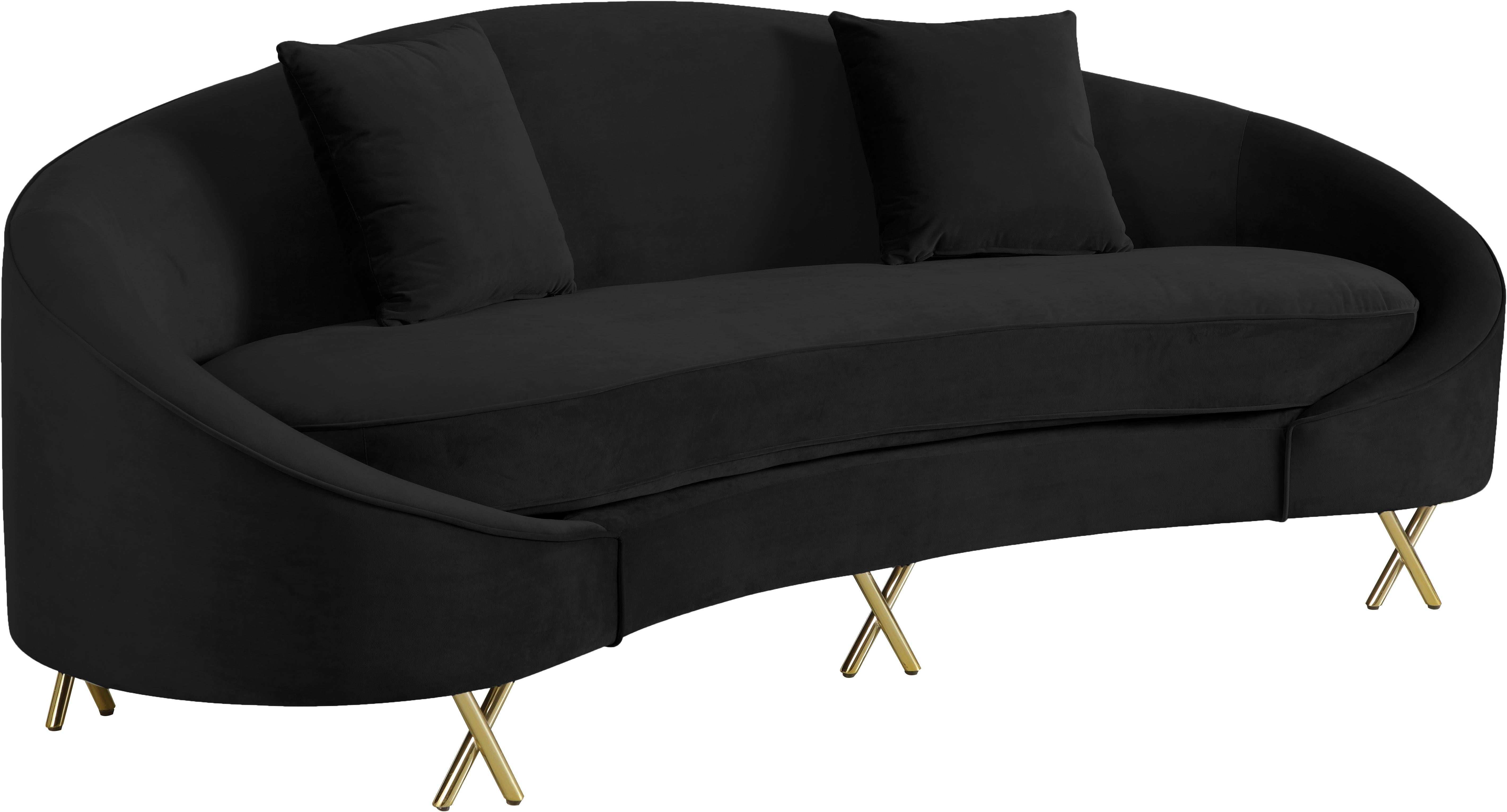 Serpentine Black Velvet Sofa