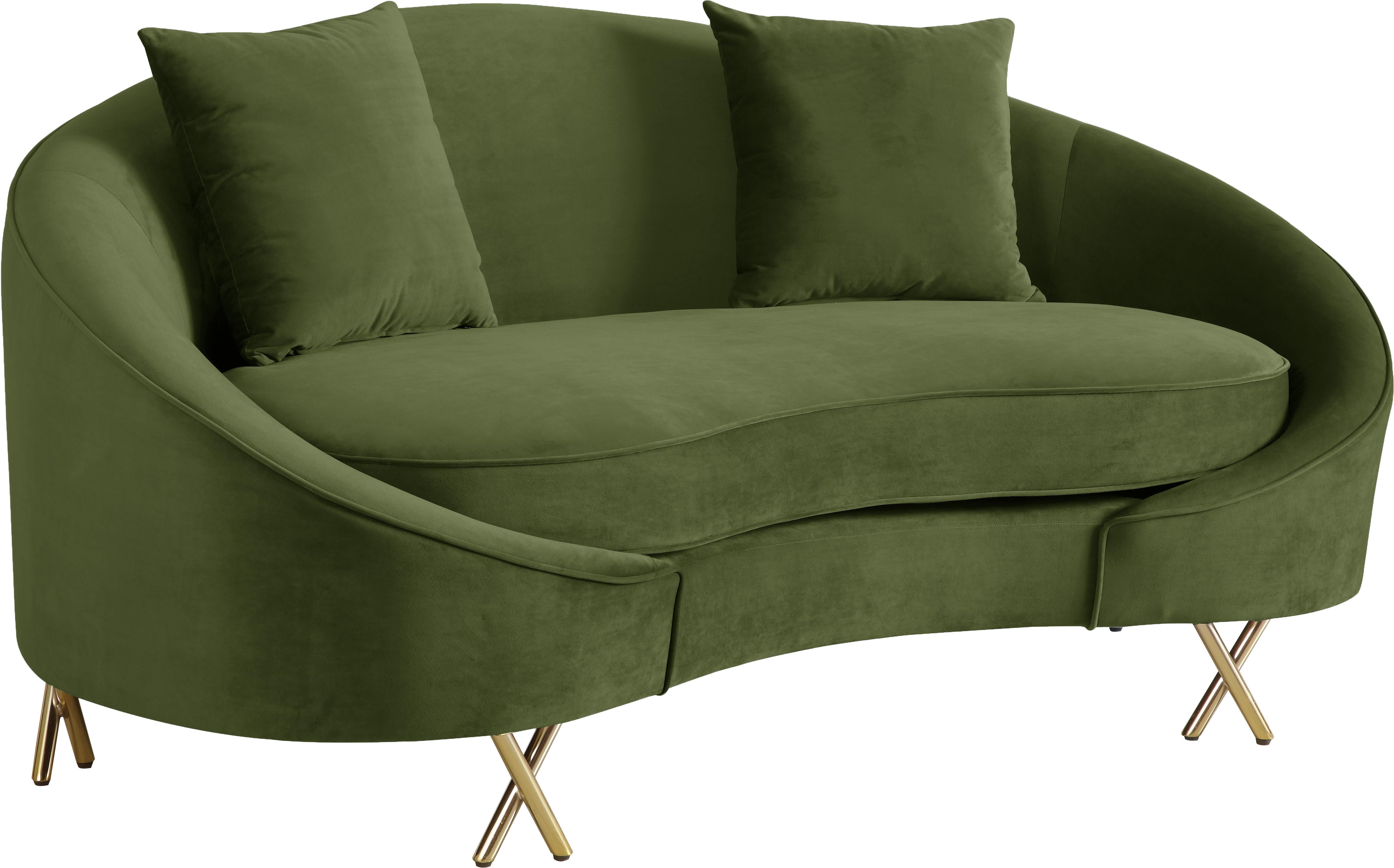 Serpentine Olive Velvet Loveseat