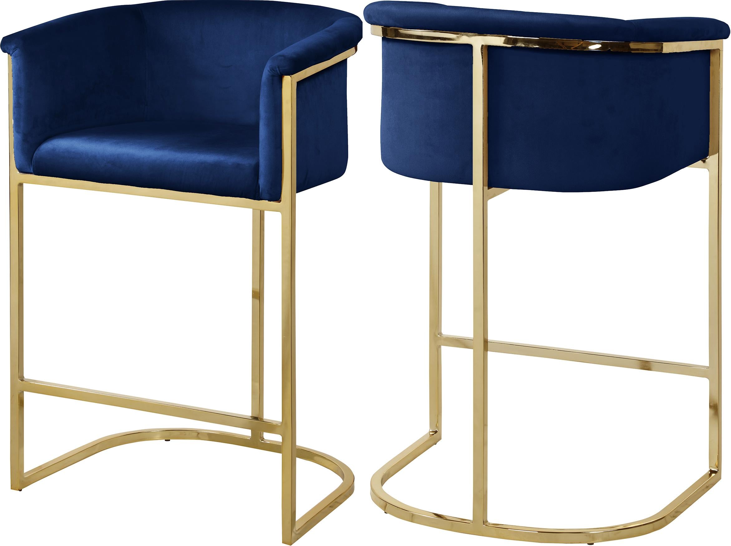 Donatella Navy Velvet Stool