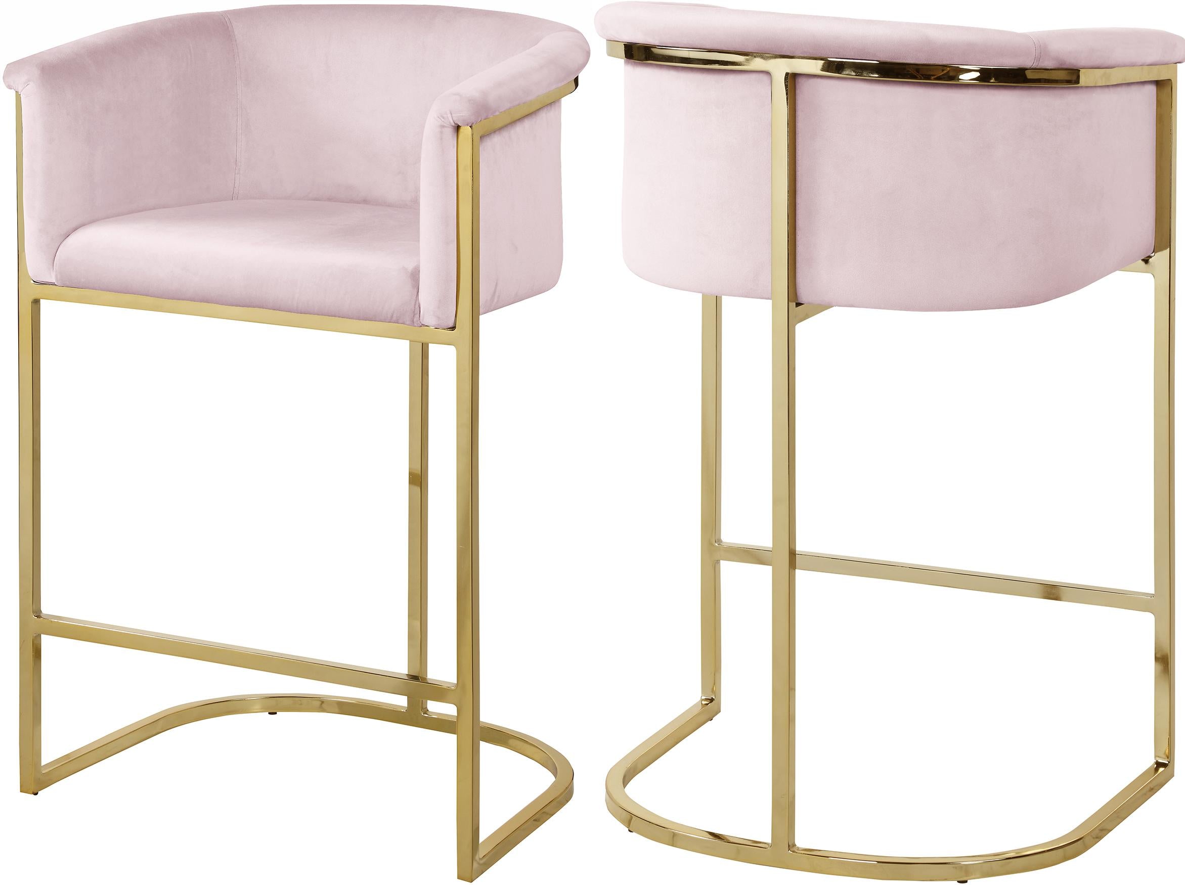 Donatella Pink Velvet Stool