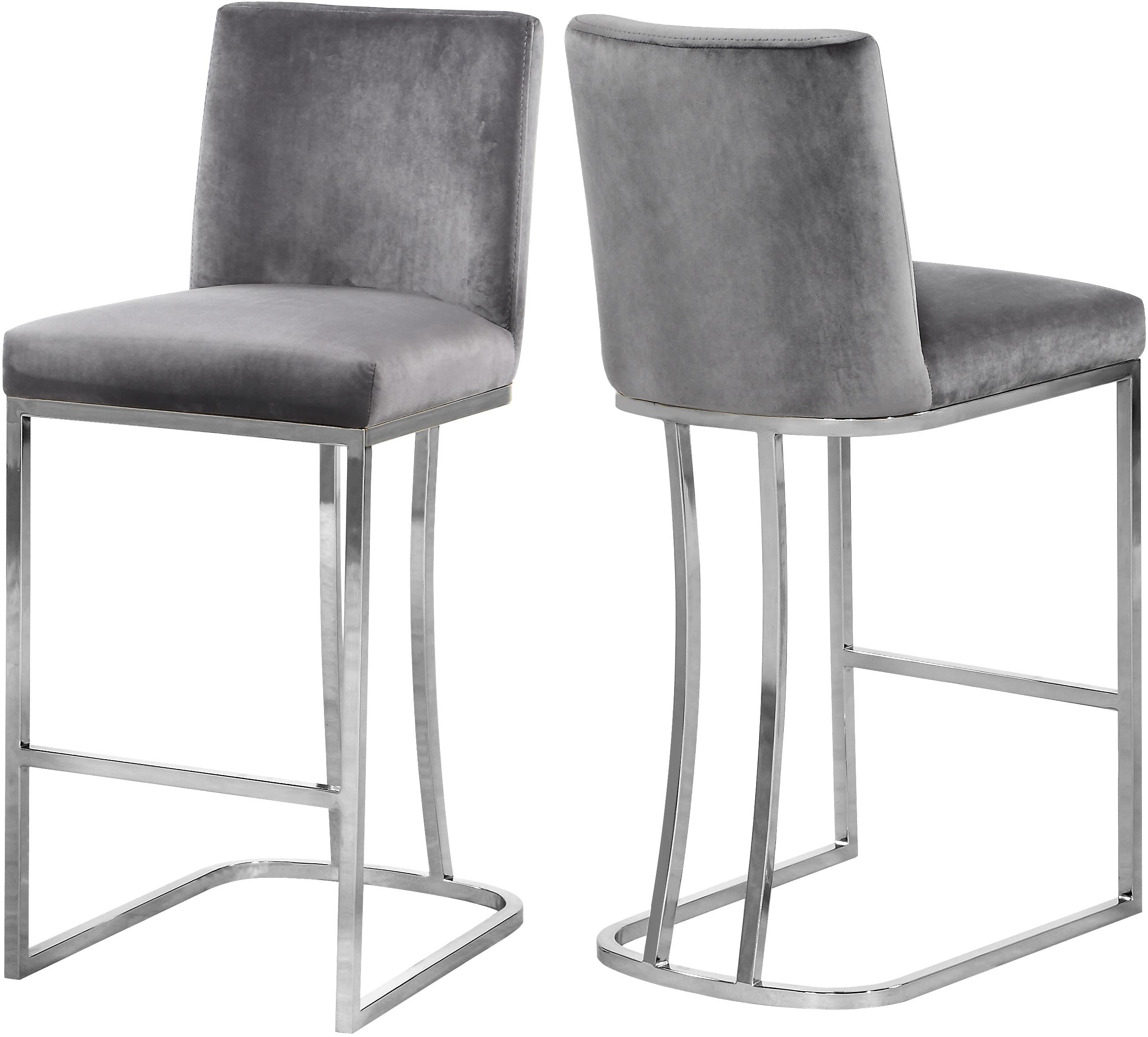 Heidi Grey Velvet Stool