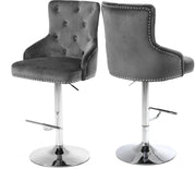 Claude Grey Velvet Adjustable Stool