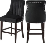 Oxford Black Velvet Stool