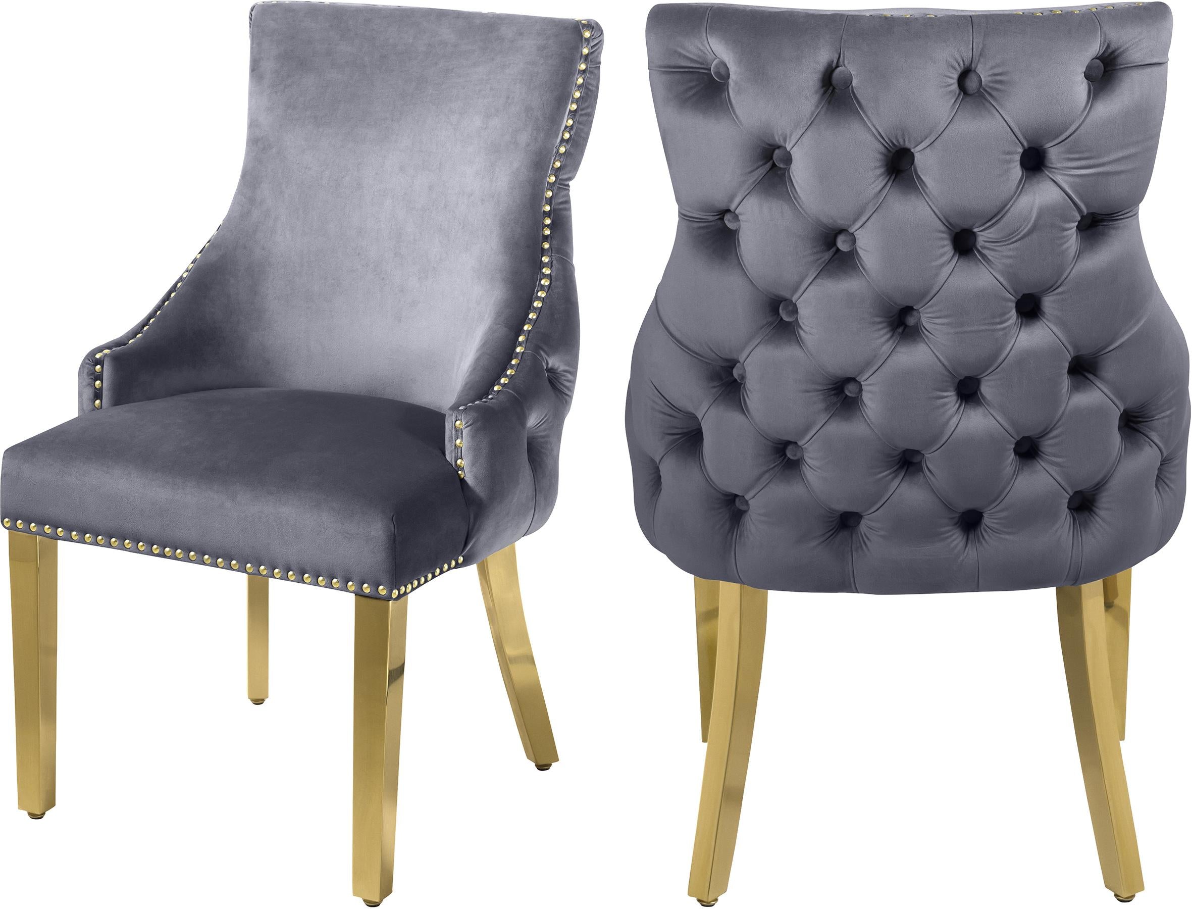 Tuft Grey Velvet Dining Chair