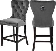 Nikki Grey Velvet Stool