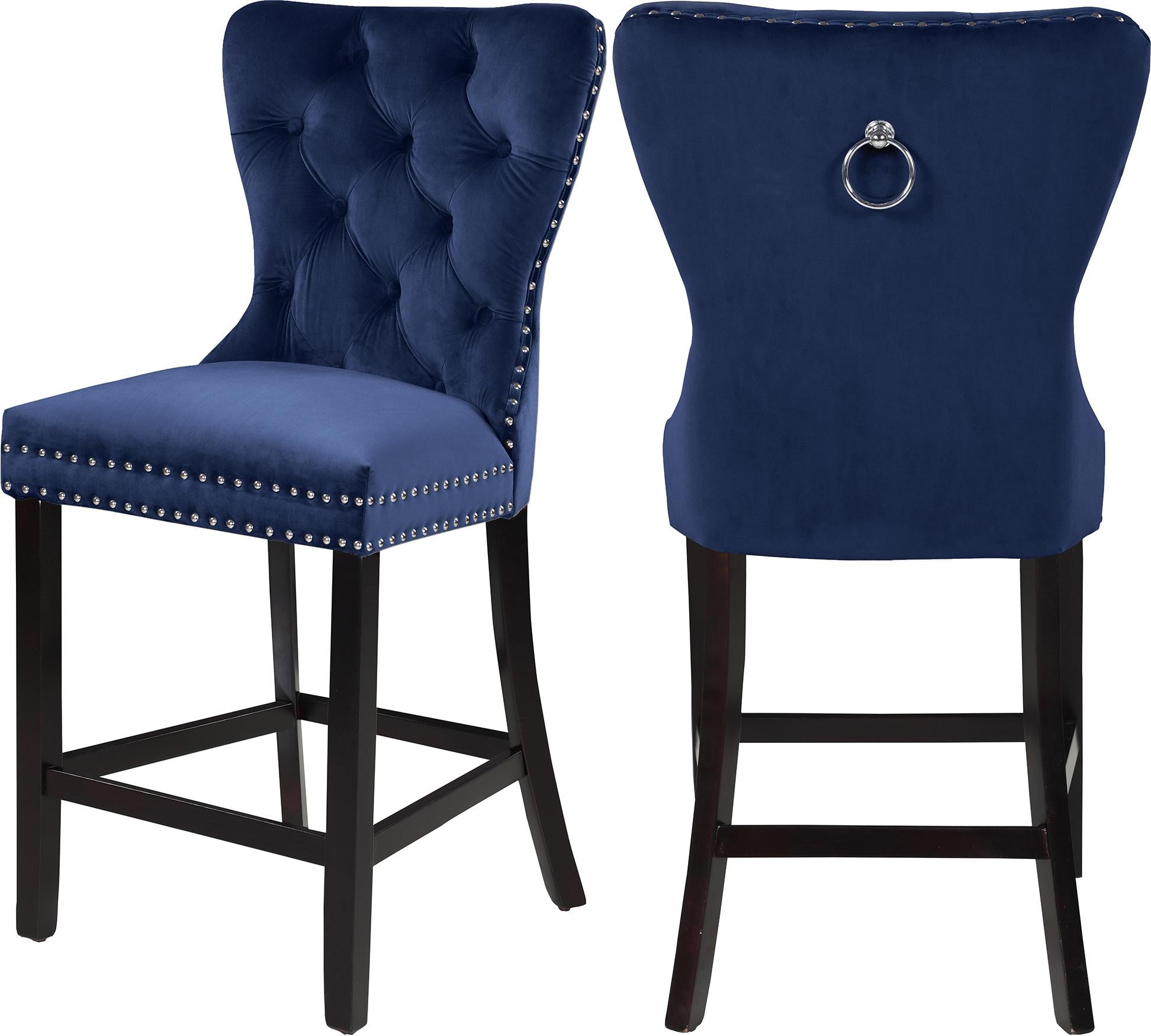Nikki Navy Velvet Stool