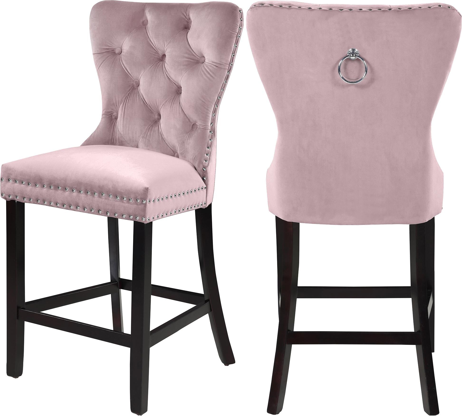 Nikki Pink Velvet Stool