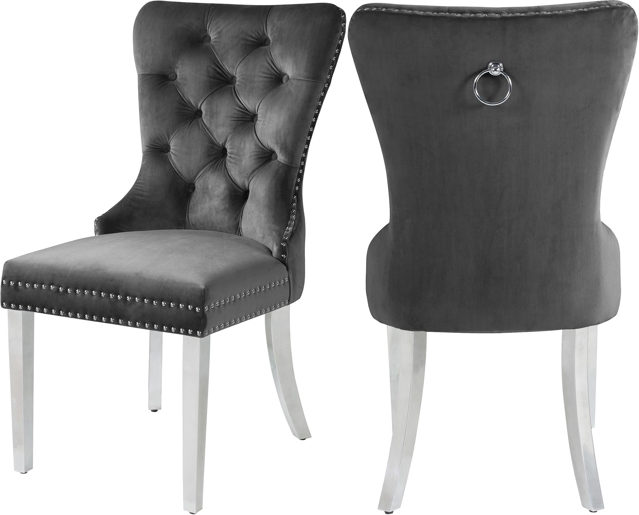 Carmen Grey Velvet Dining Chair
