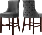 Hannah Grey Velvet Stool