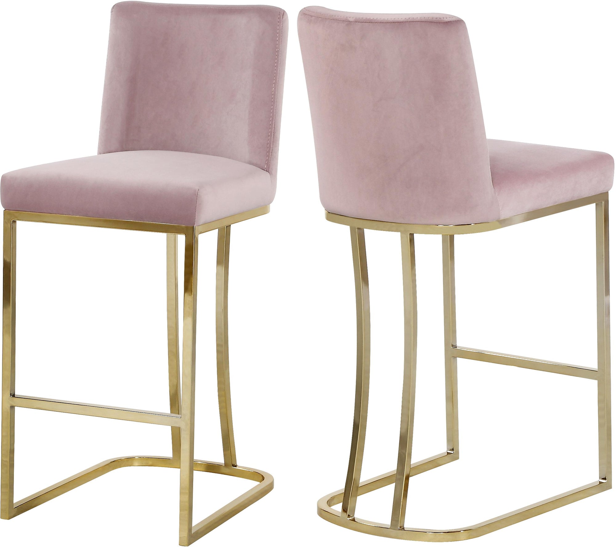 Heidi Pink Velvet Stool