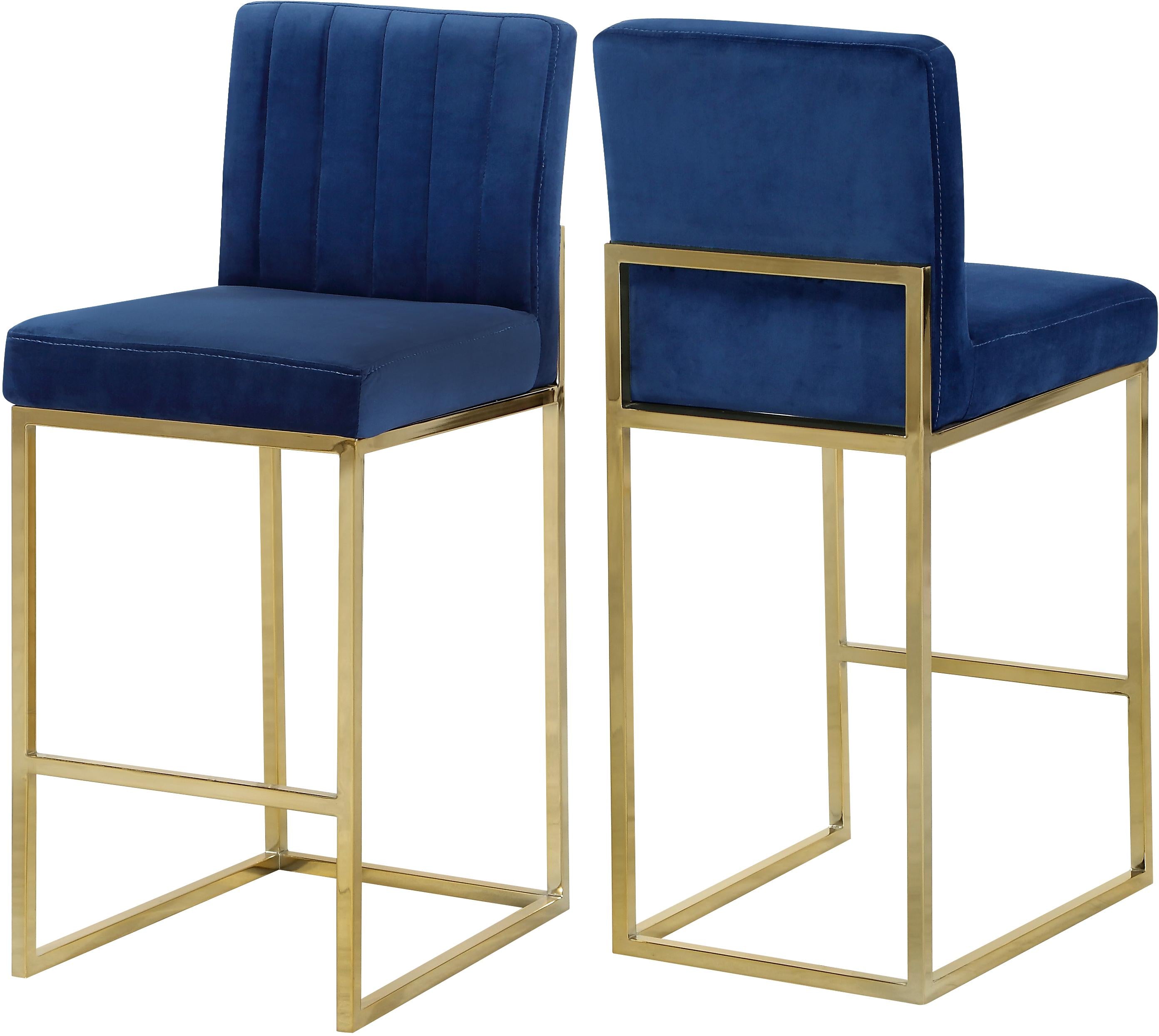 Giselle Navy Velvet Stool