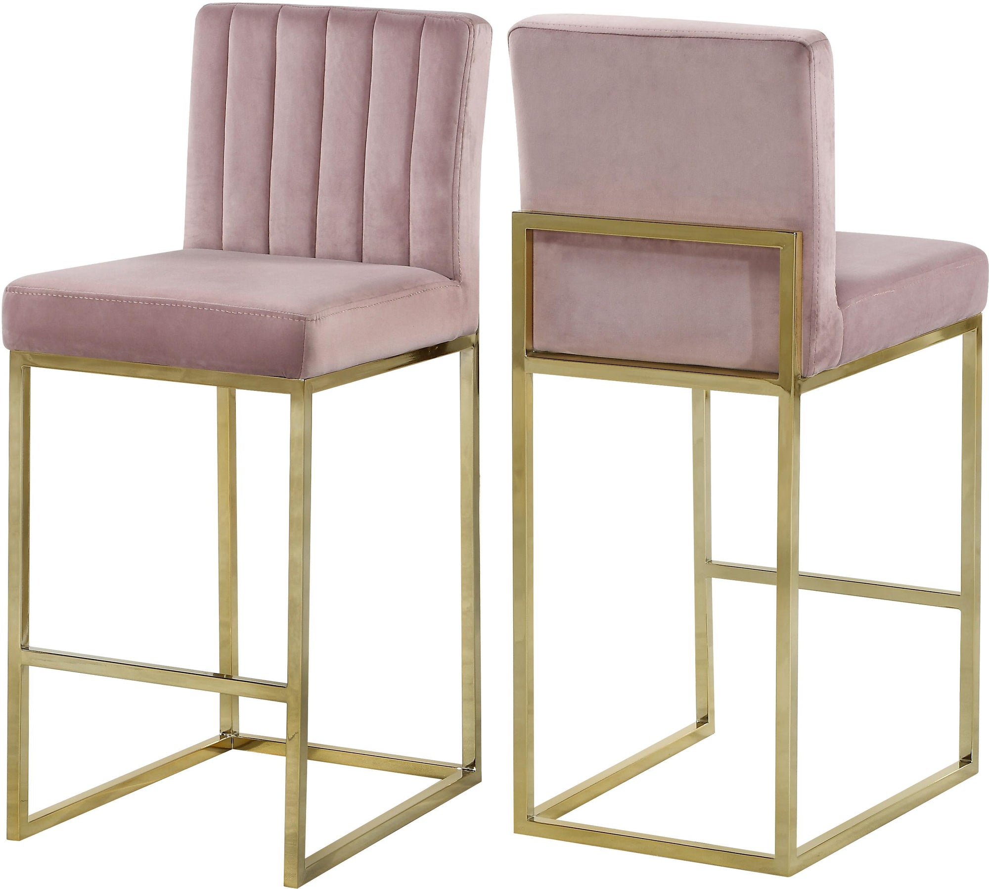Giselle Pink Velvet Stool