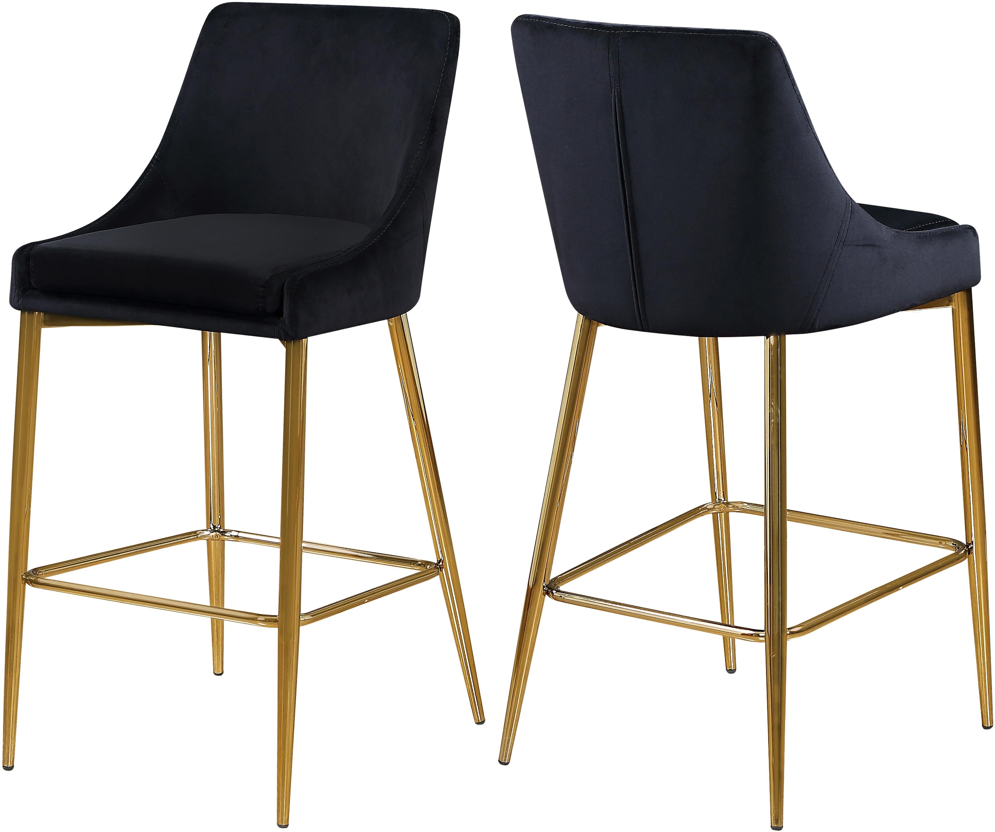 Karina Black Velvet Stool