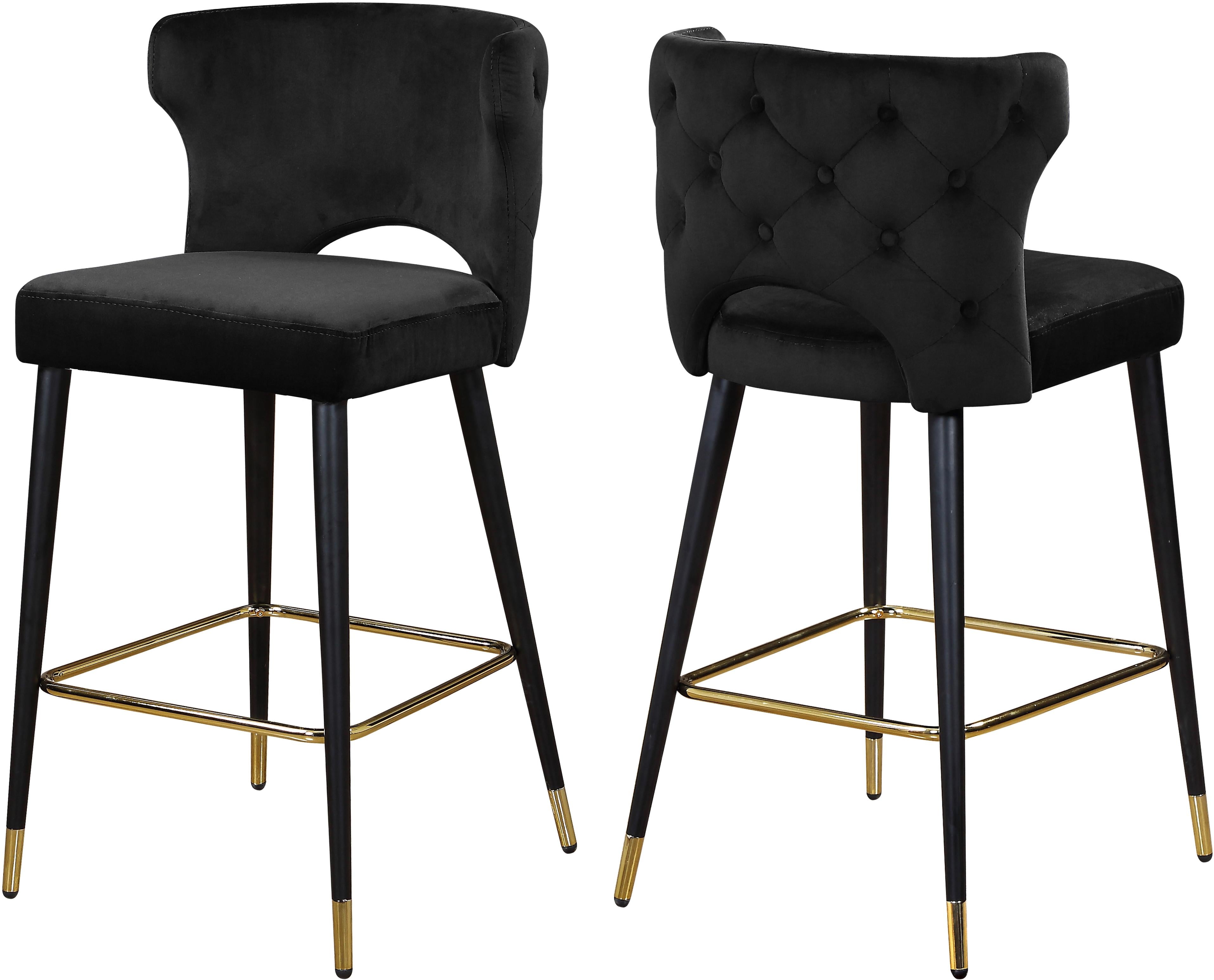 Kelly Black Velvet Stool