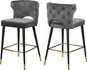 Kelly Grey Velvet Stool