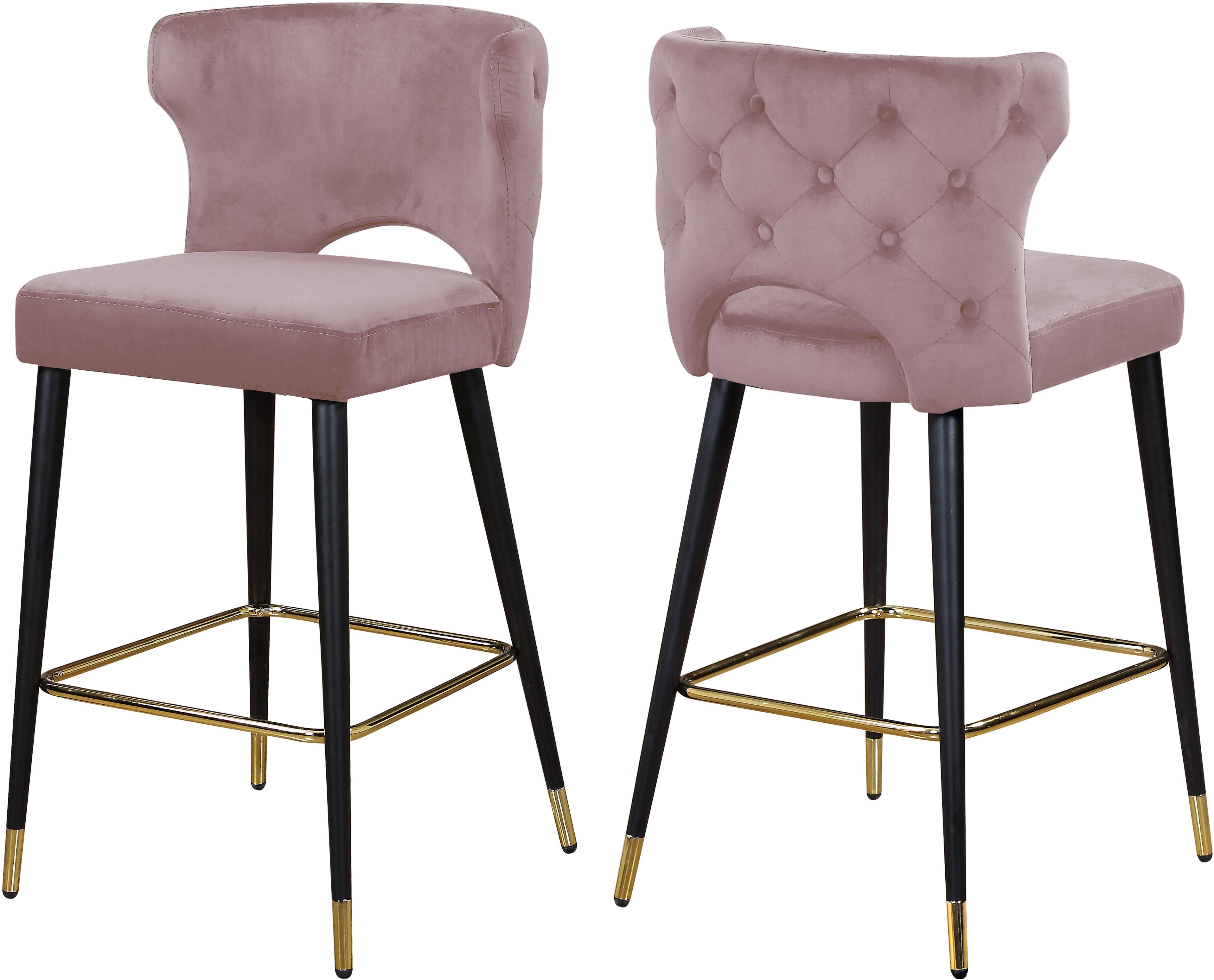 Kelly Pink Velvet Stool