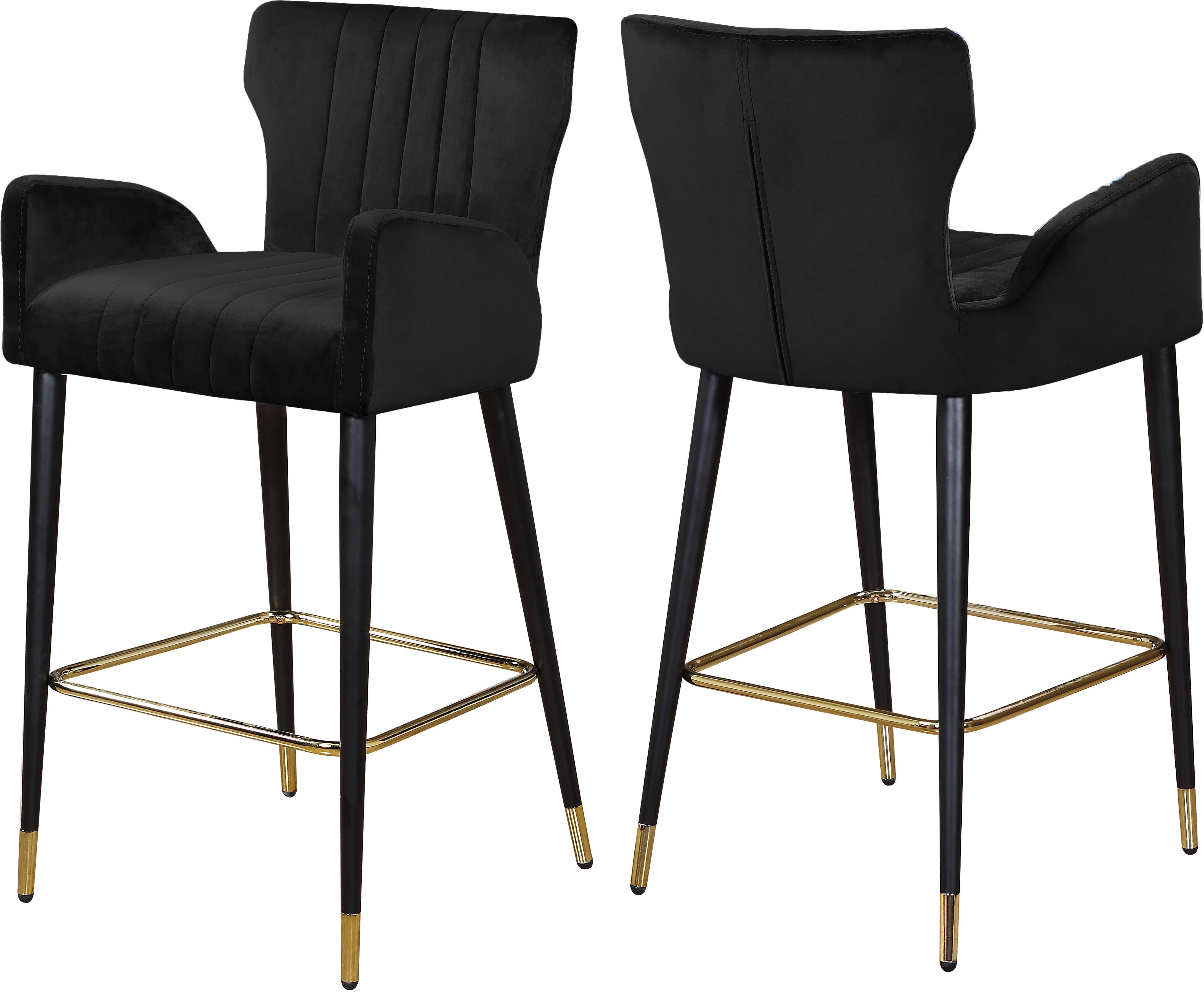 Luxe Black Velvet Stool
