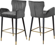 Luxe Grey Velvet Stool