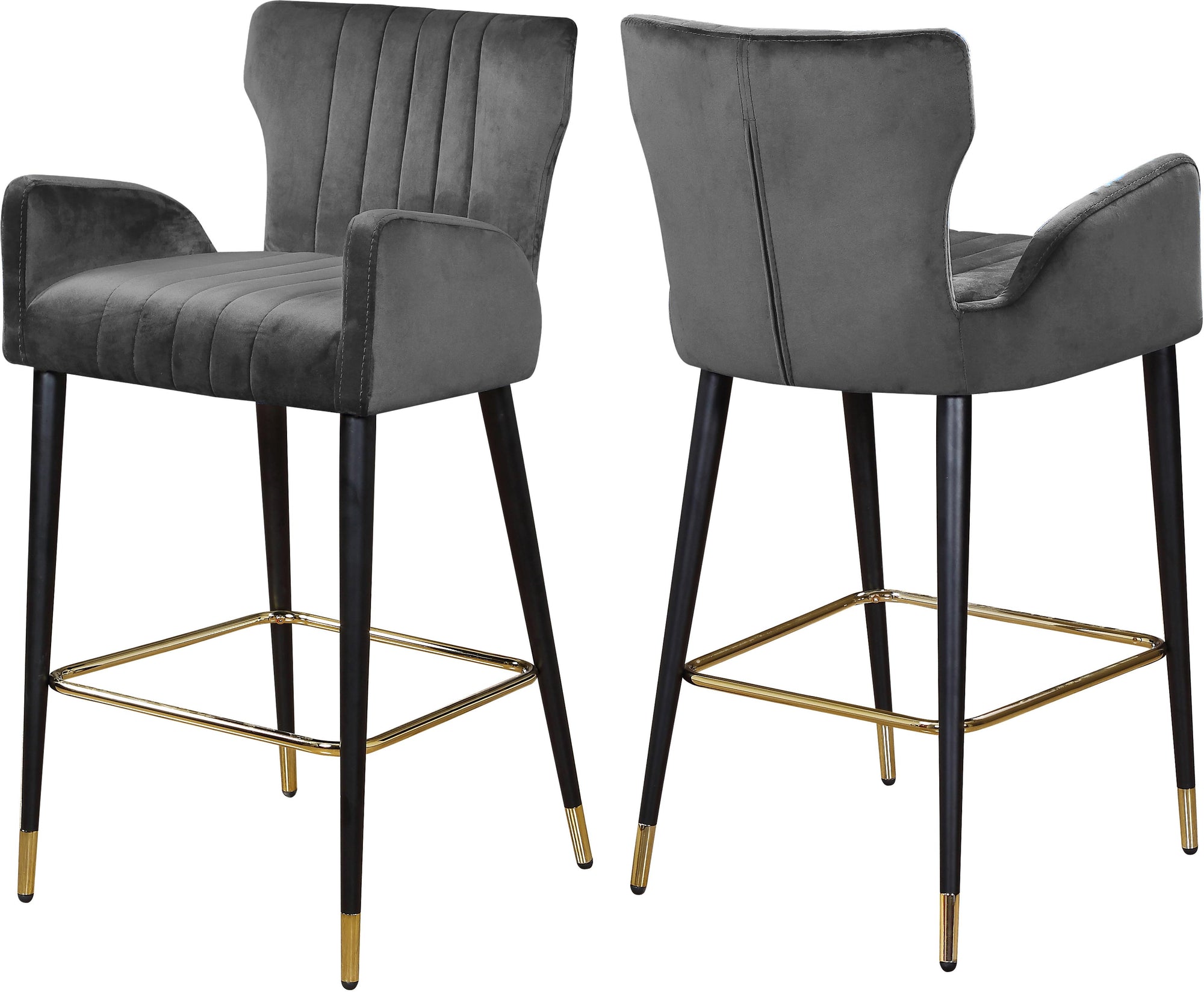 Luxe Grey Velvet Stool