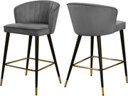 Cassie Grey Velvet Stool