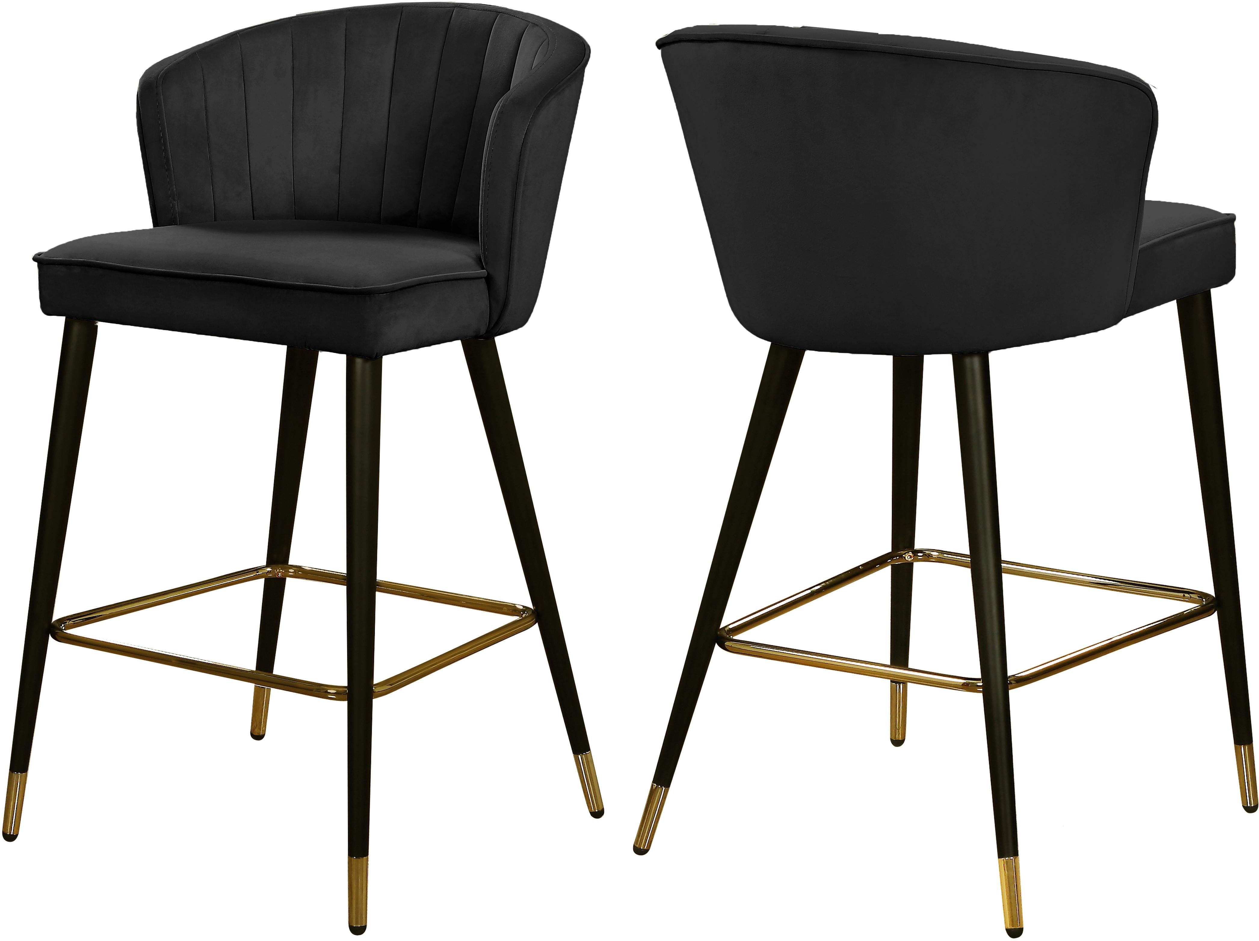 Cassie Black Velvet Stool