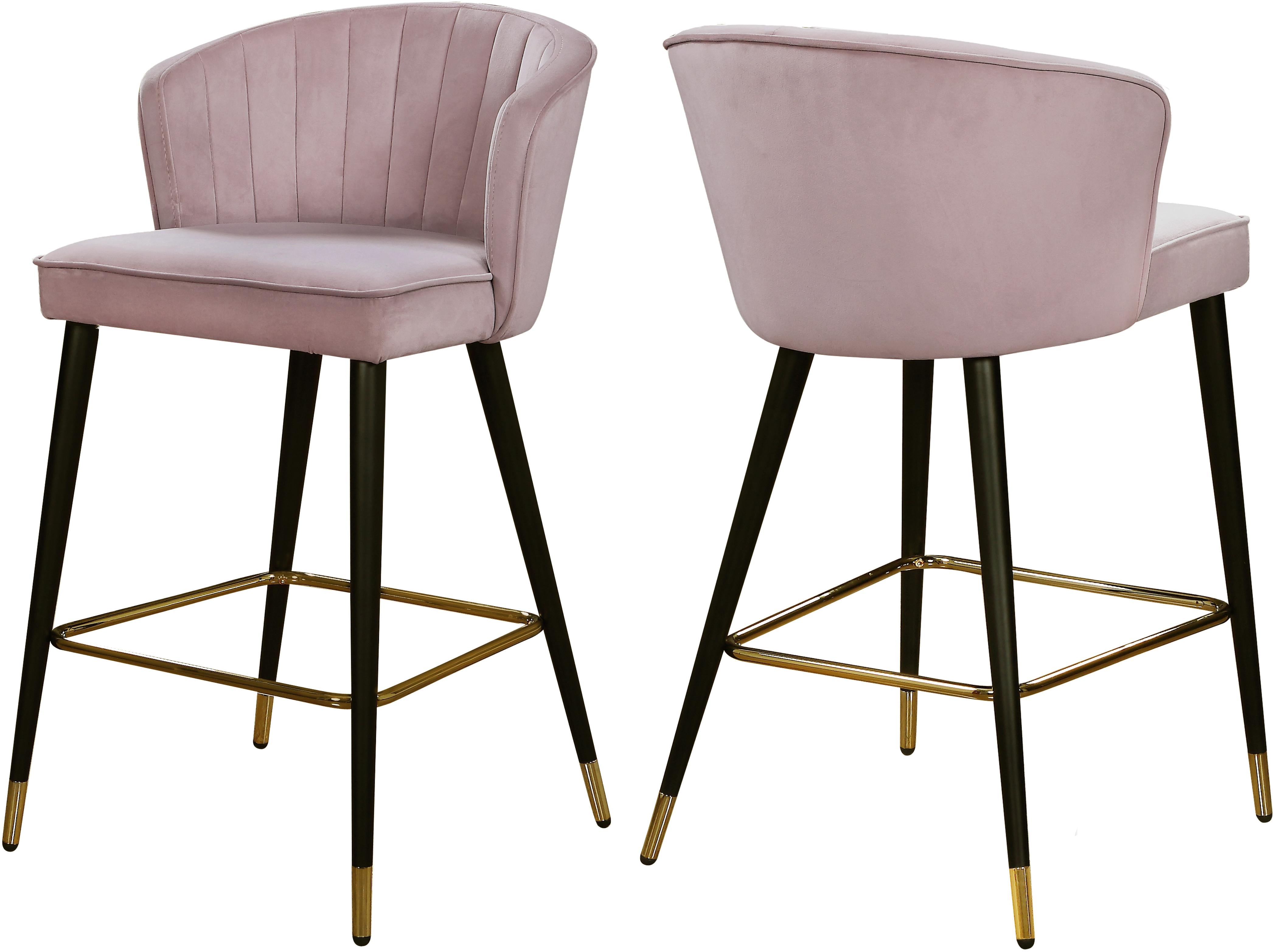 Cassie Pink Velvet Stool