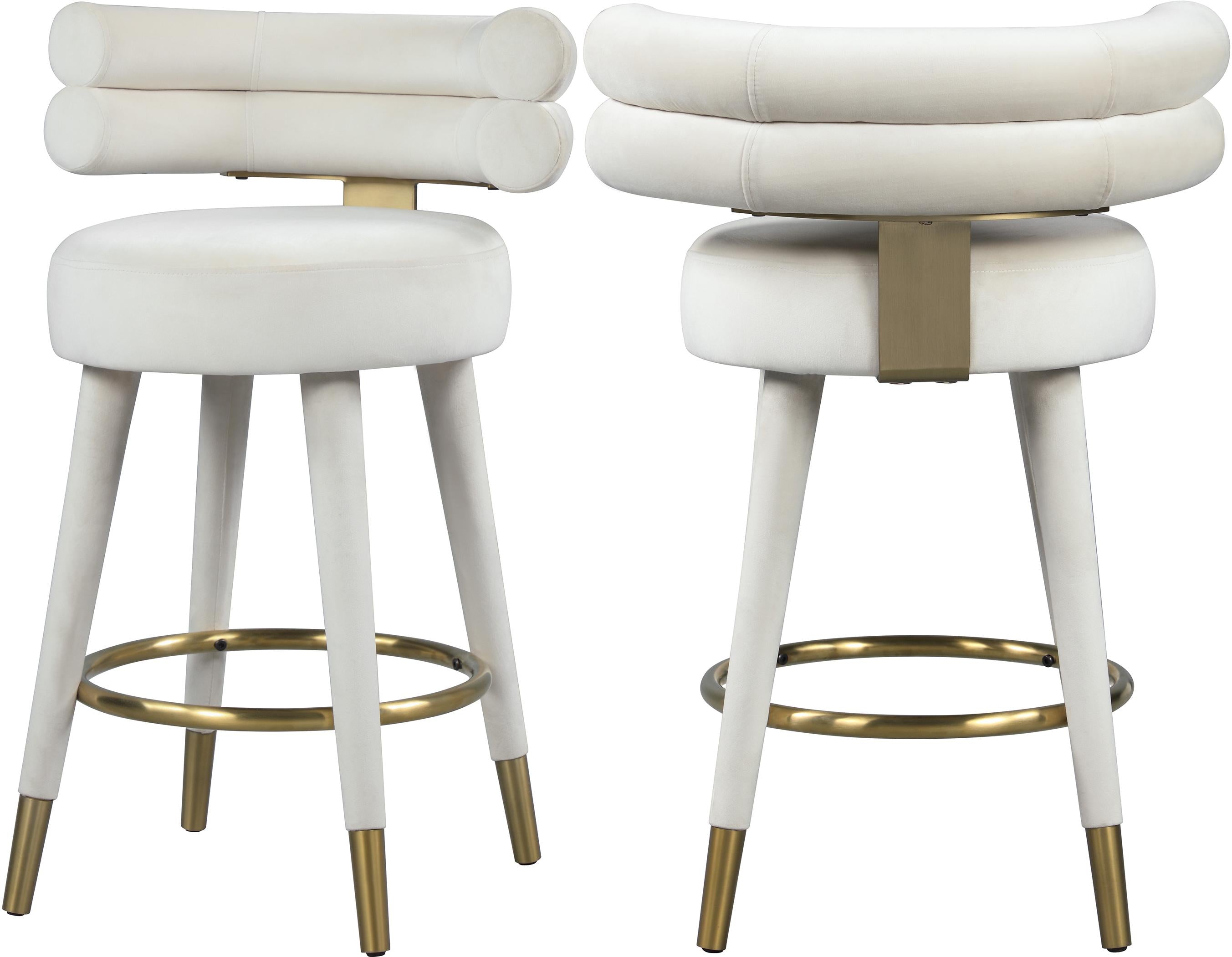 Fitzroy Cream Velvet Counter Stool