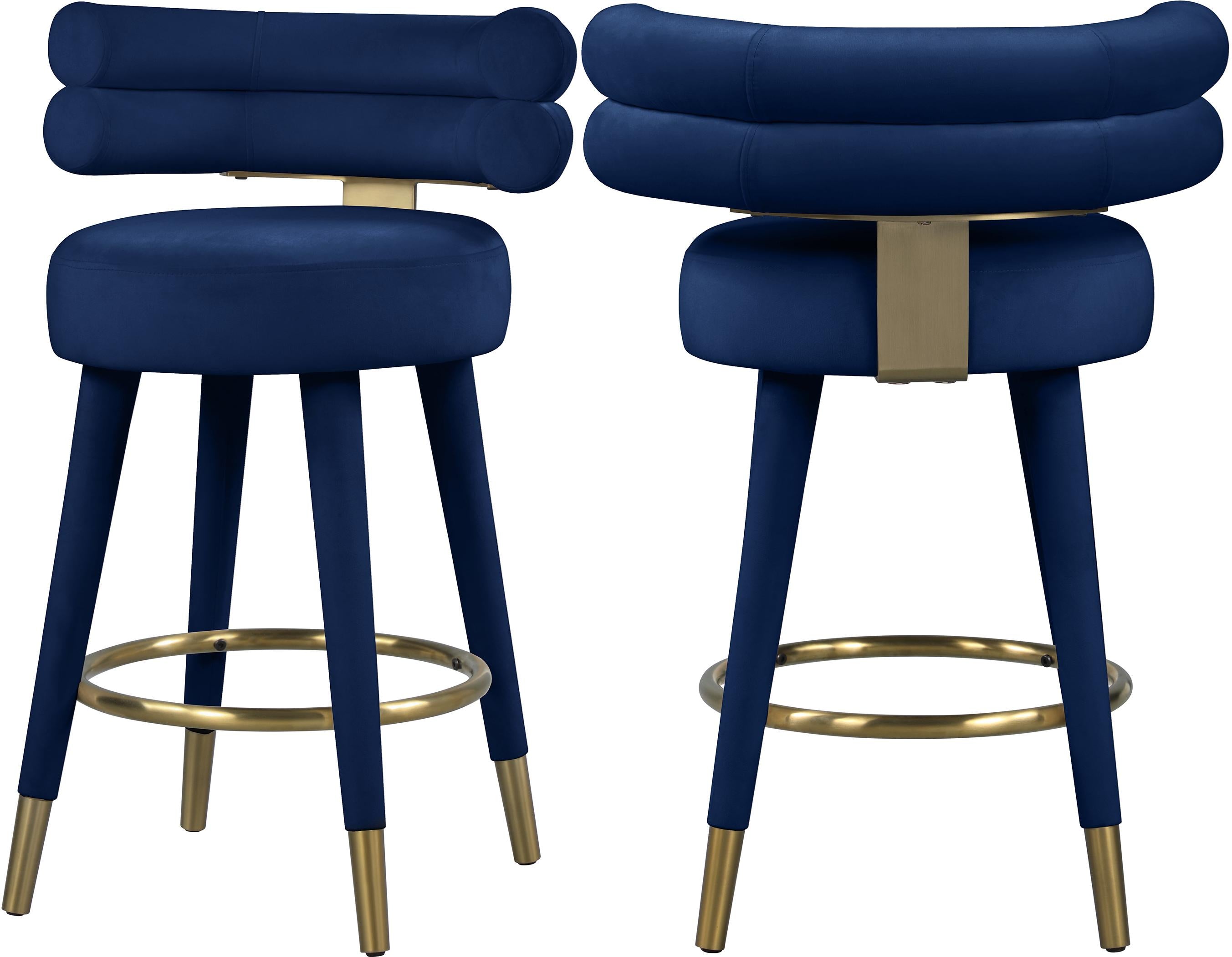 Fitzroy Navy Velvet Counter Stool