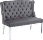 Suri Grey Velvet Settee Bench