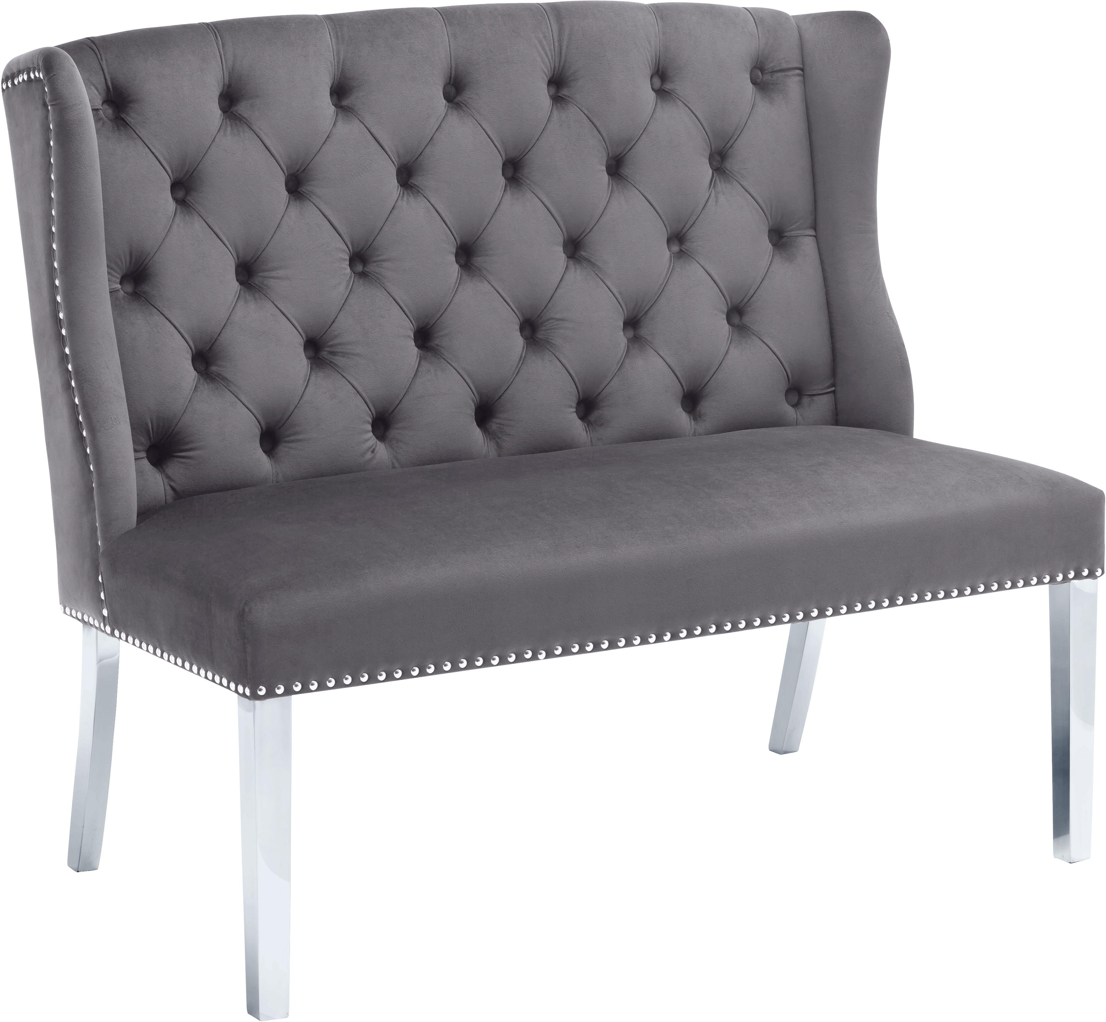 Suri Grey Velvet Settee Bench