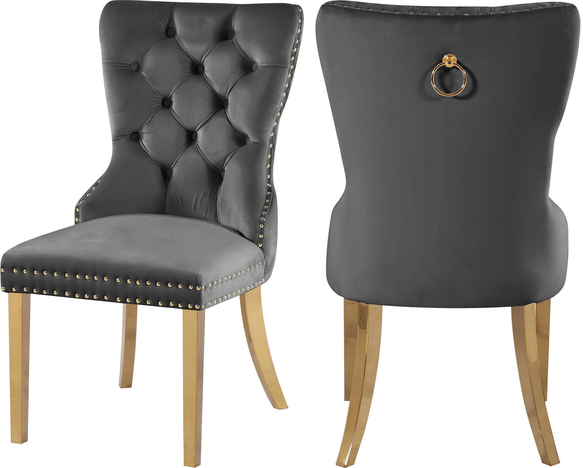 Carmen Grey Velvet Dining Chairs (2)
