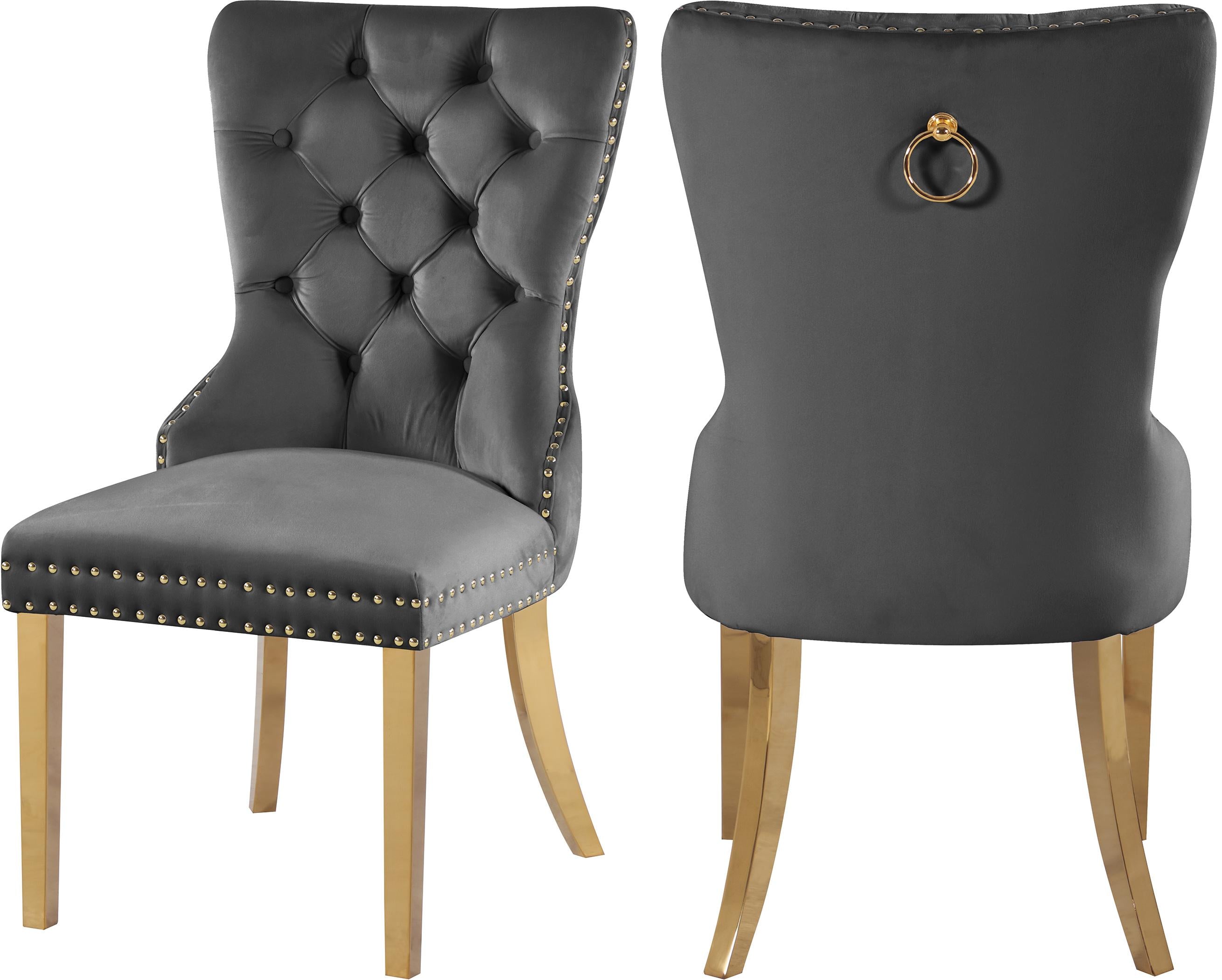 Carmen Grey Velvet Dining Chairs (2)