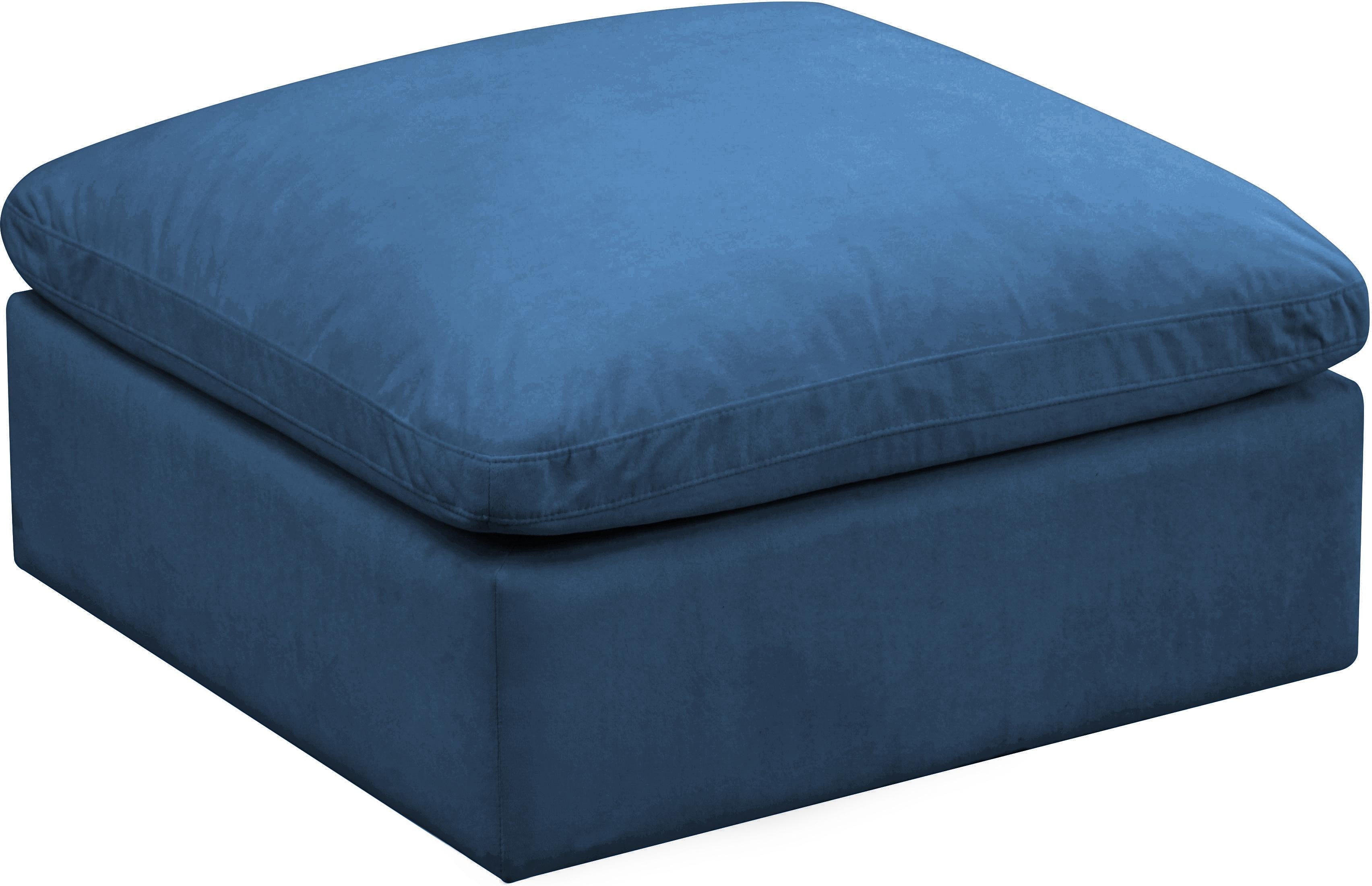 Plush Navy Velvet Standard Cloud Modular Ottoman
