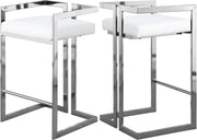 Ezra White Faux Leather Stool