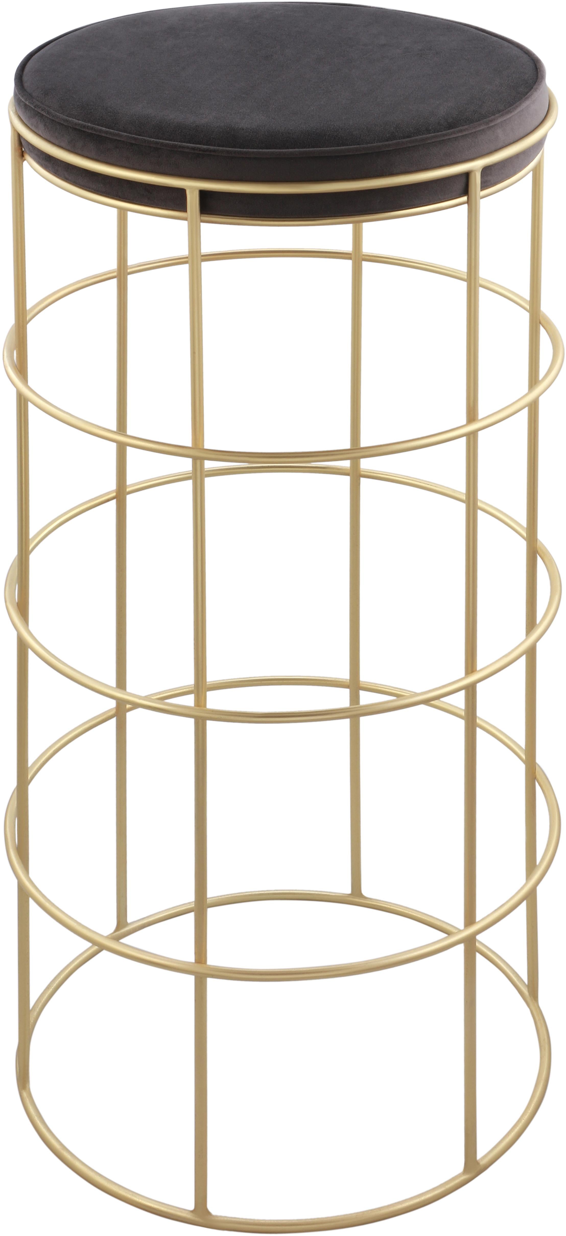 Rebar Grey Velvet Bar Stool