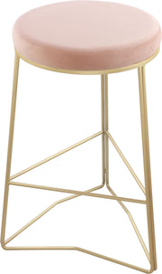 Tres Pink Velvet Counter Stool