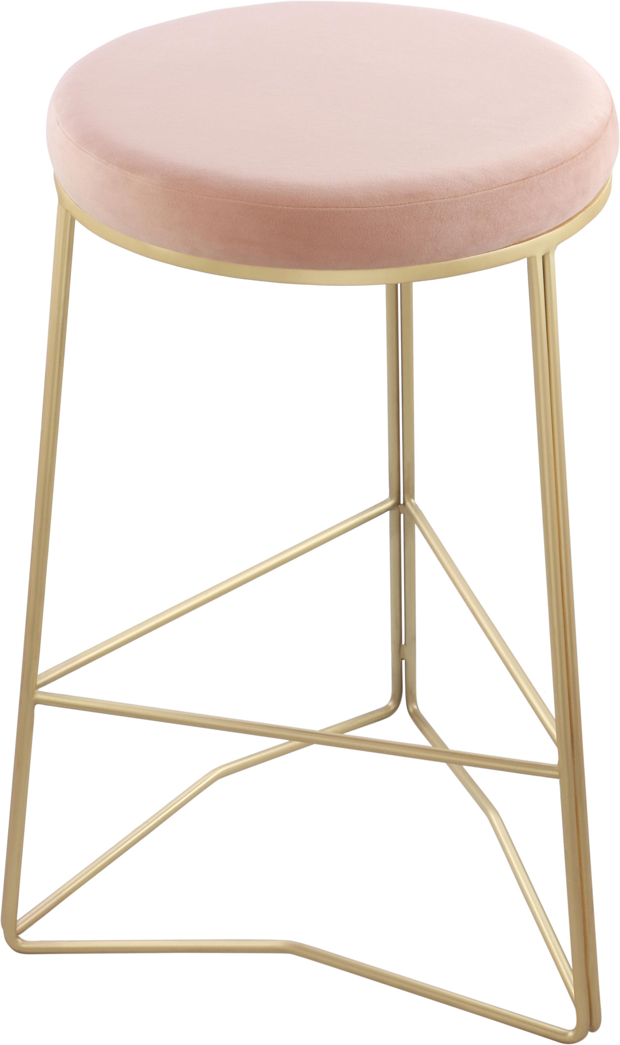 Tres Pink Velvet Counter Stool
