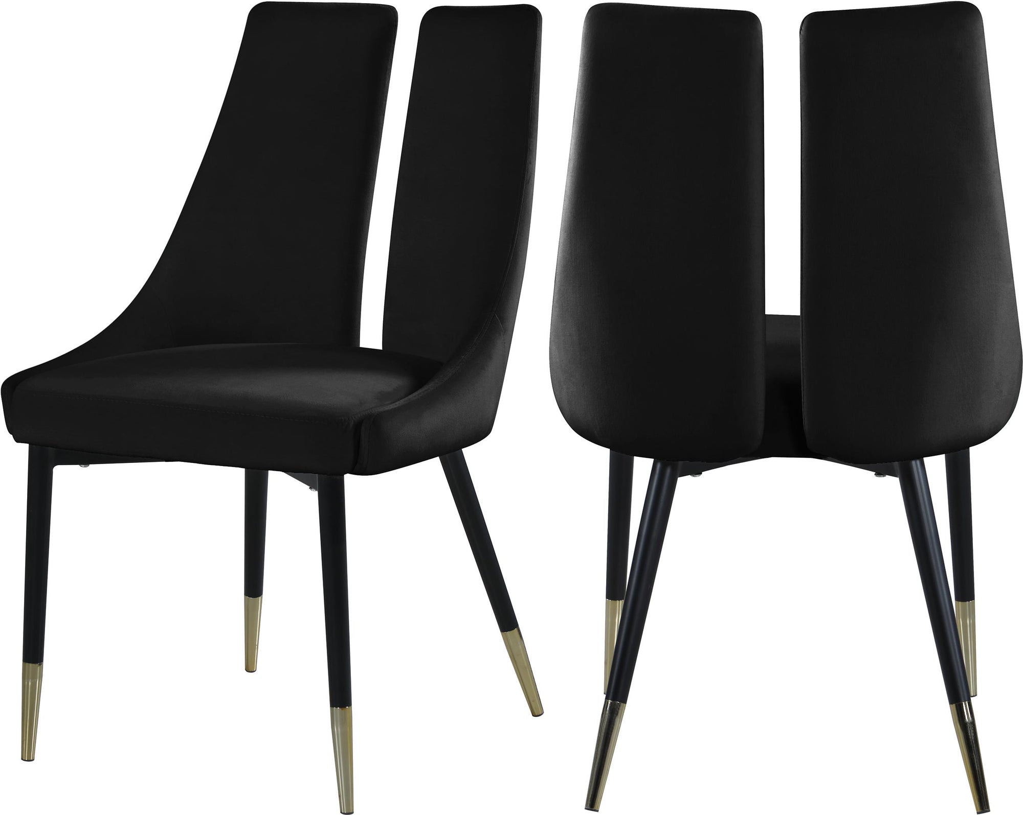 Sleek Black Velvet Dining Chair