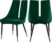 Sleek Green Velvet Dining Chair