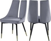 Sleek Grey Velvet Dining Chair
